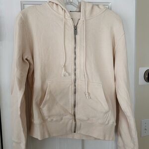 Cream Brandy Melville Zip-Up Hoodie